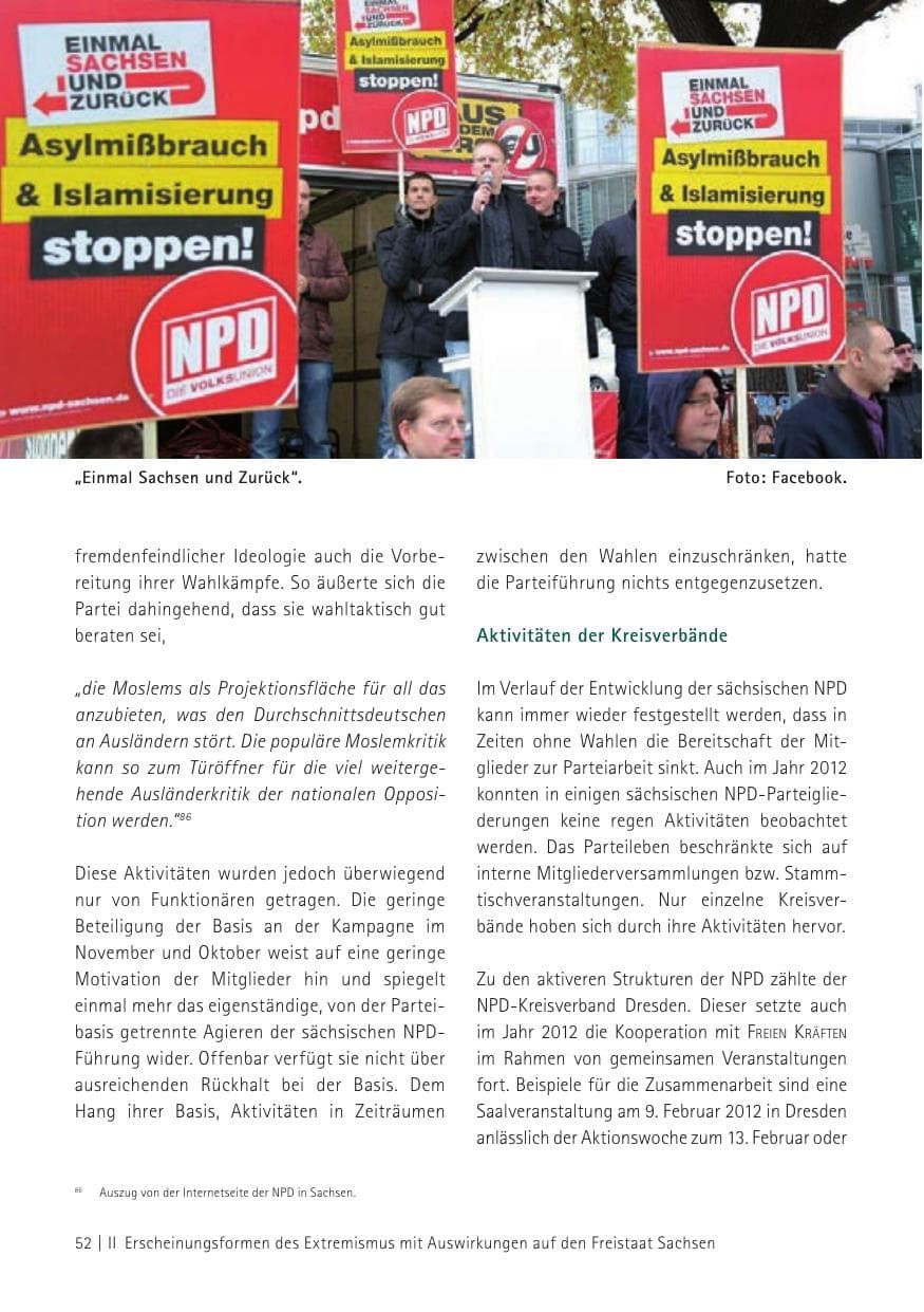 Seite 54 des Verfassungsschutzbericht 2012 Sachsen