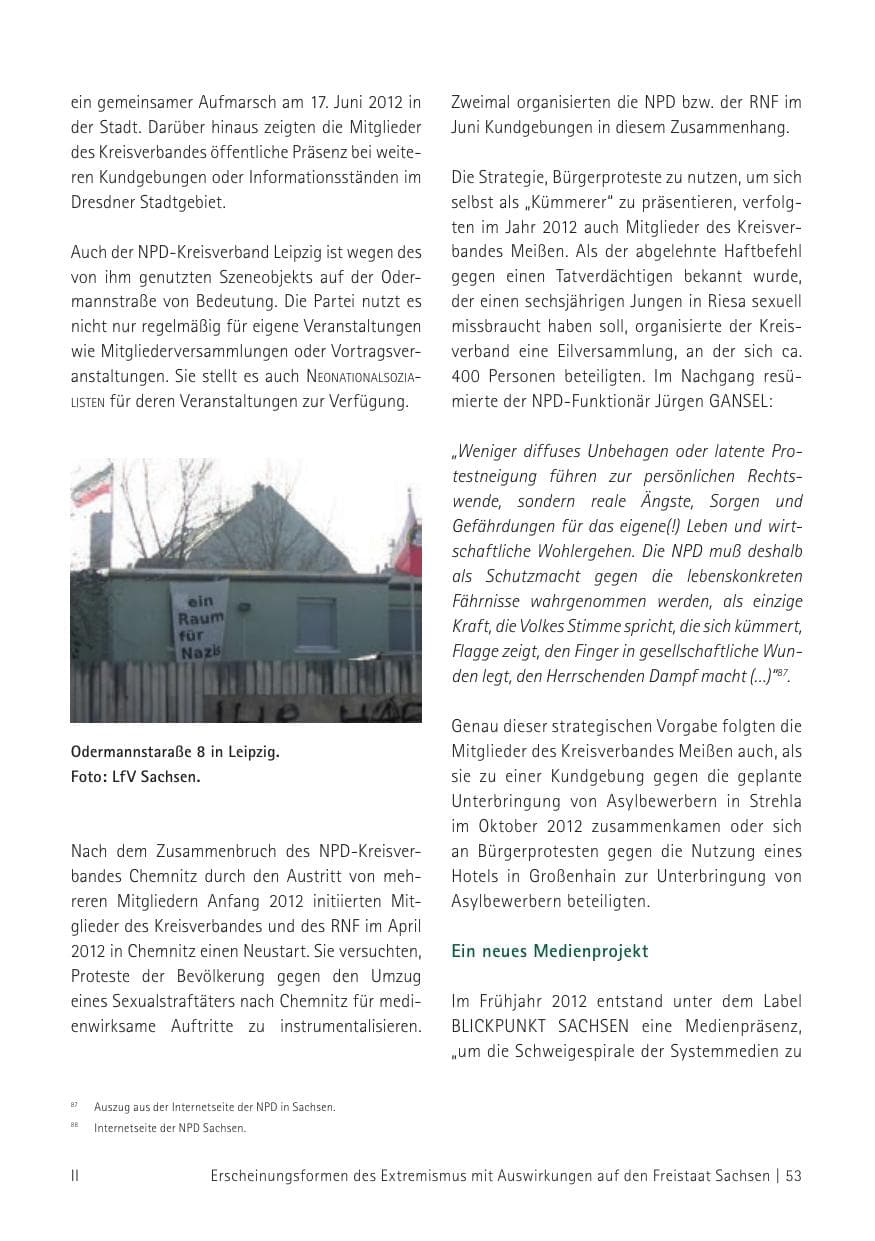 Seite 55 des Verfassungsschutzbericht 2012 Sachsen