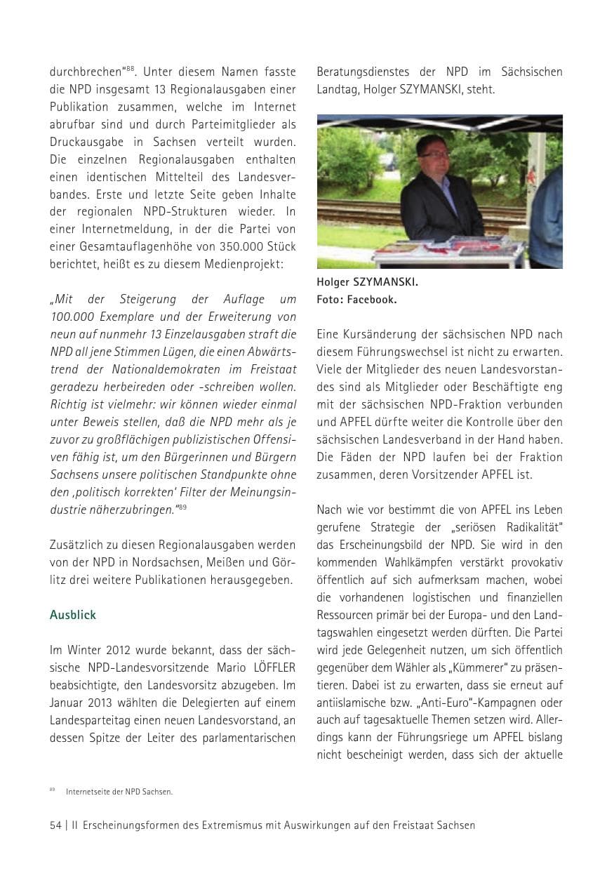 Seite 56 des Verfassungsschutzbericht 2012 Sachsen