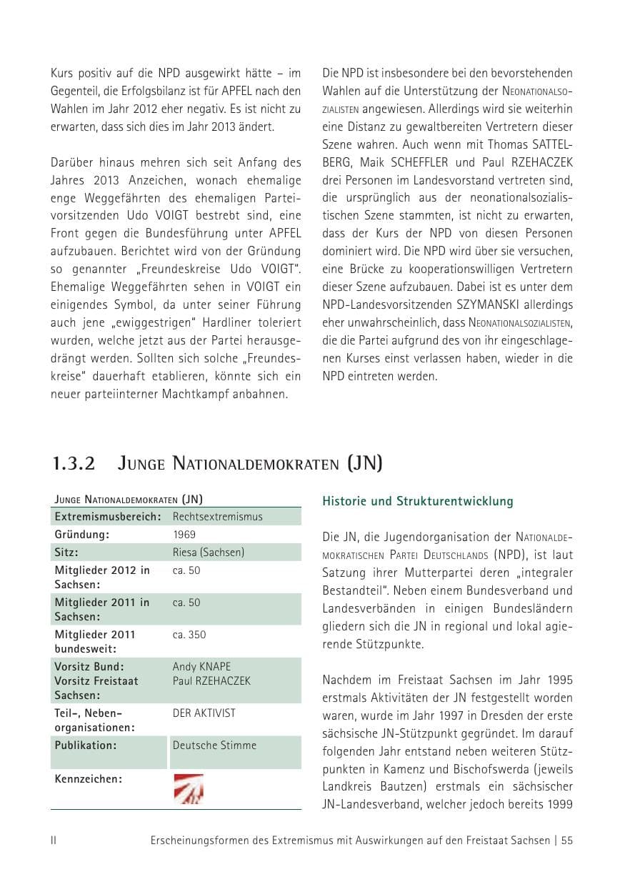 Seite 57 des Verfassungsschutzbericht 2012 Sachsen