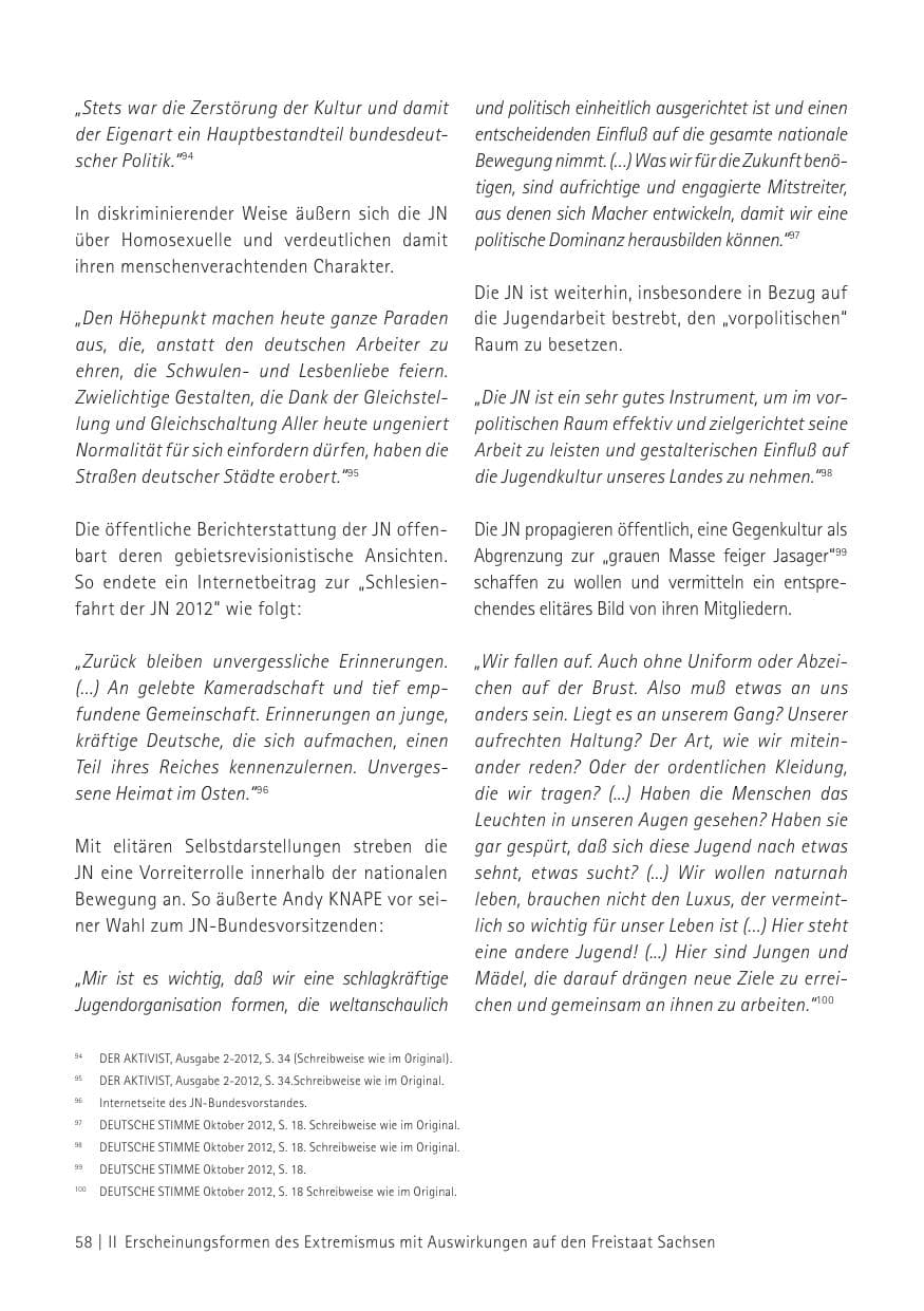 Seite 60 des Verfassungsschutzbericht 2012 Sachsen