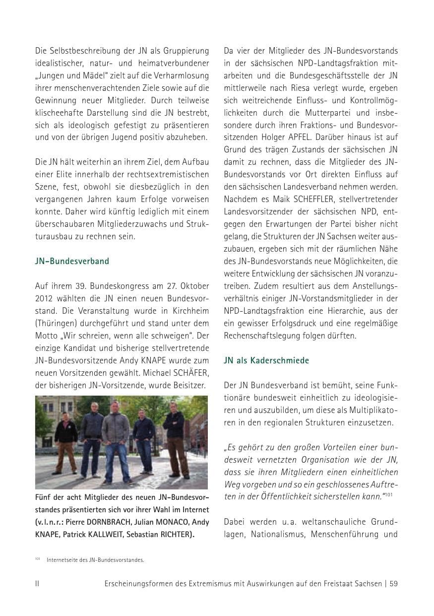 Seite 61 des Verfassungsschutzbericht 2012 Sachsen