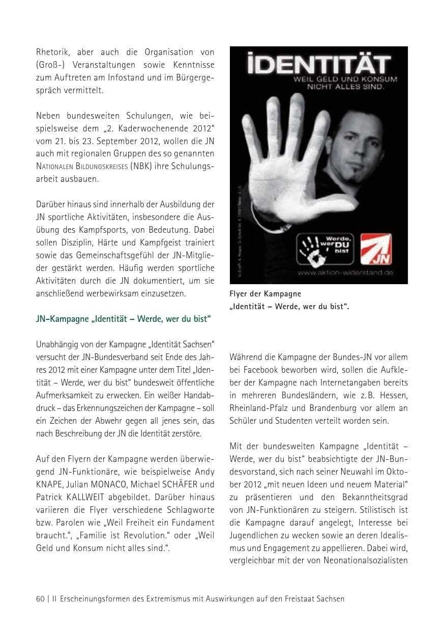 Seite 62 des Verfassungsschutzbericht 2012 Sachsen