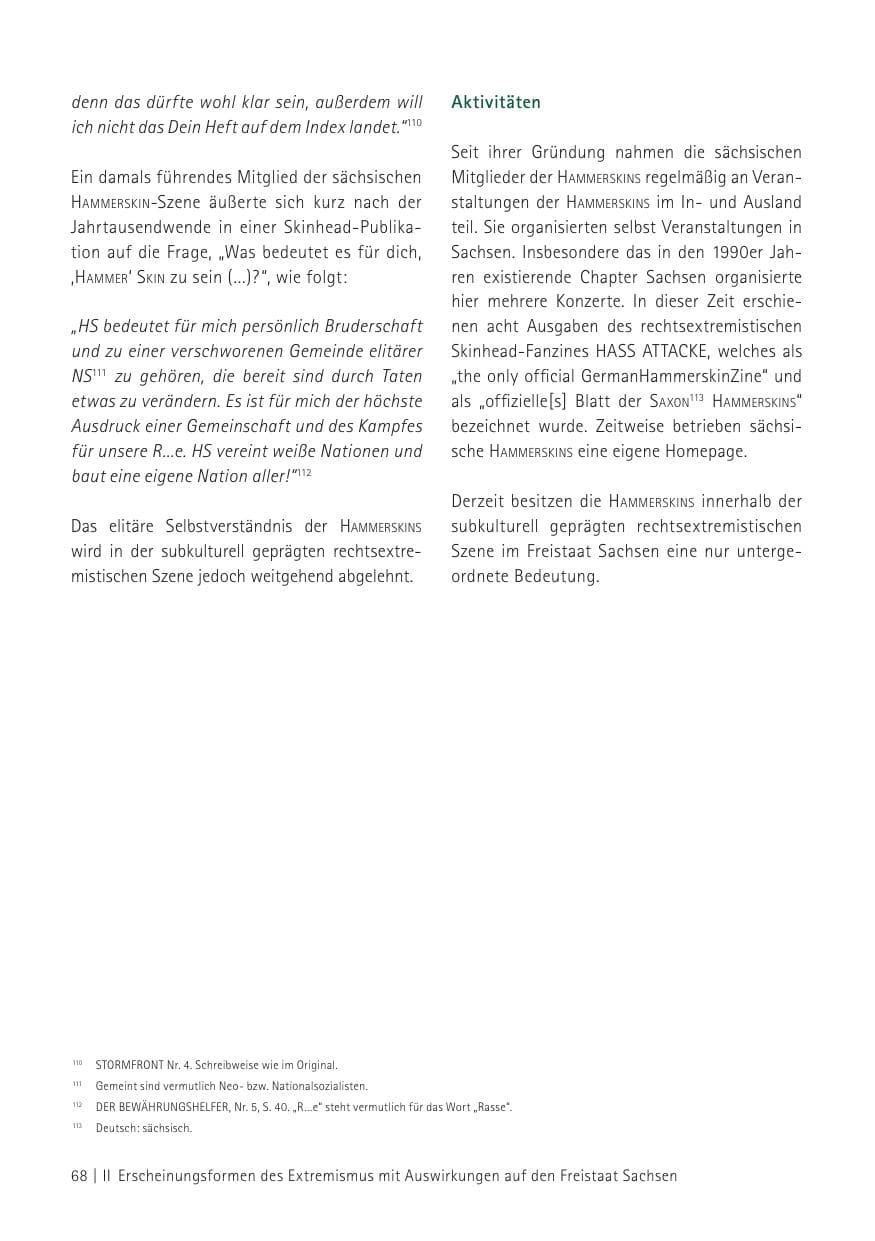 Seite 70 des Verfassungsschutzbericht 2012 Sachsen