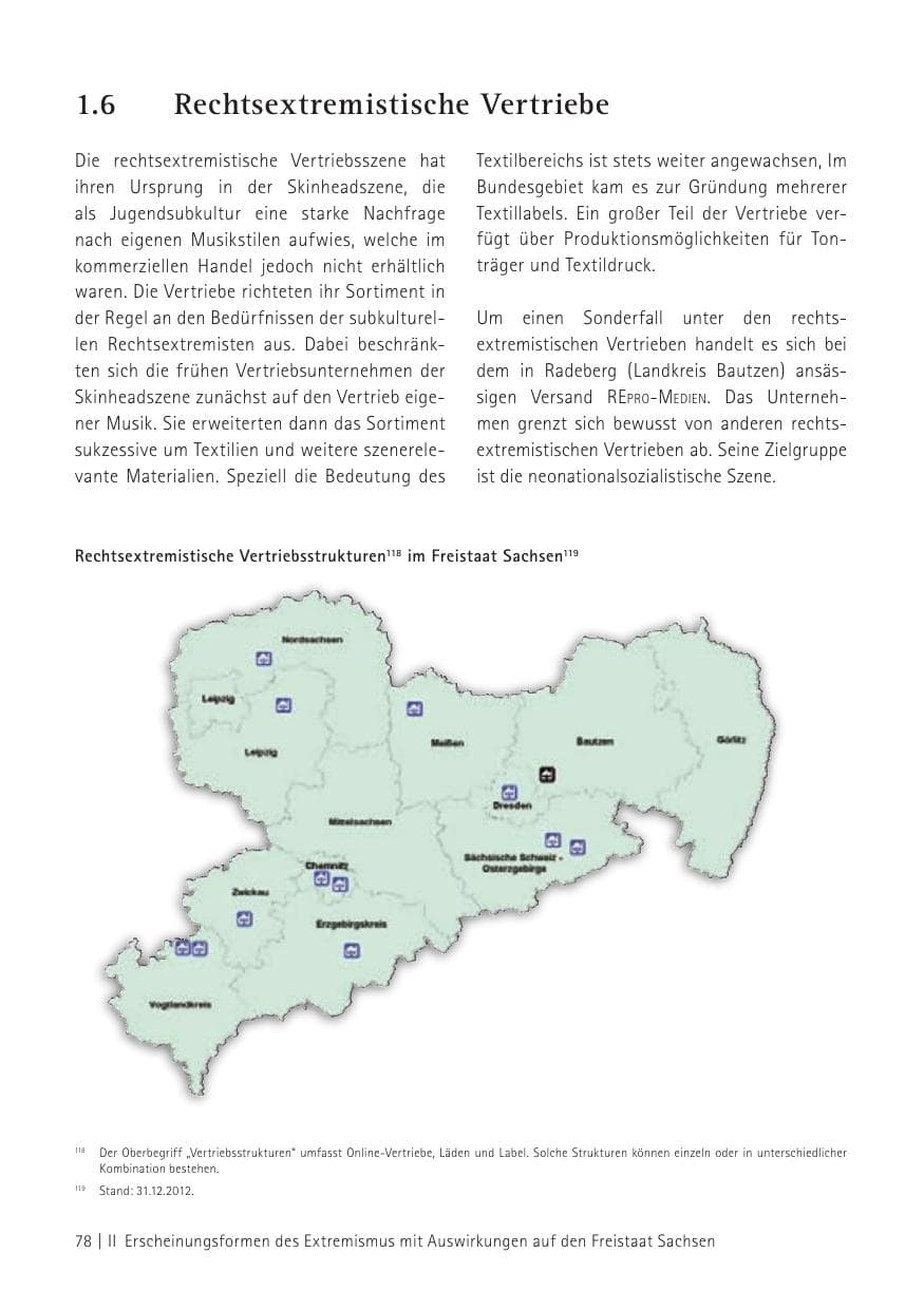 Seite 80 des Verfassungsschutzbericht 2012 Sachsen