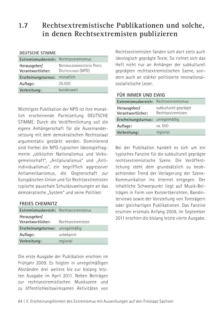 Seite 86 des Verfassungsschutzbericht 2012 Sachsen