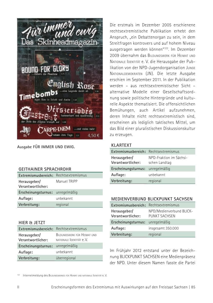 Seite 87 des Verfassungsschutzbericht 2012 Sachsen