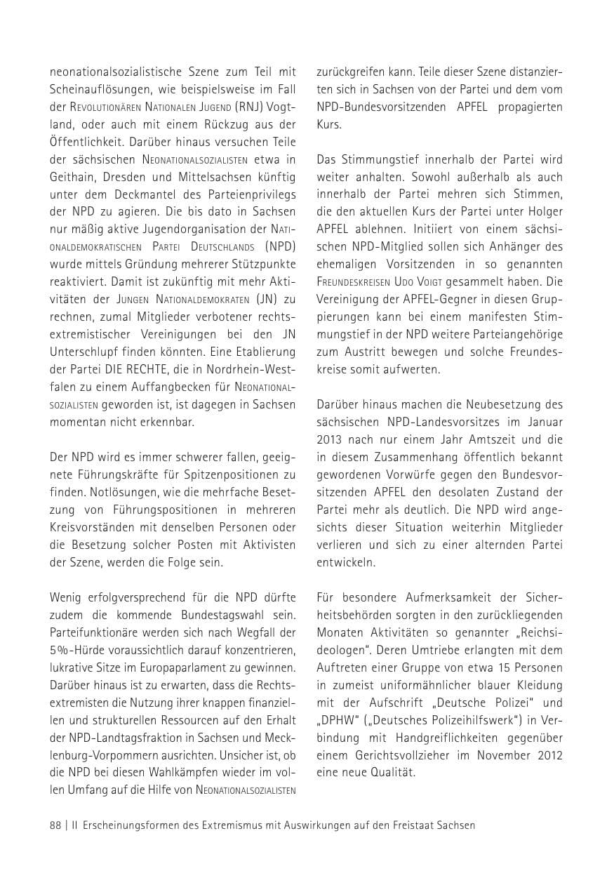 Seite 90 des Verfassungsschutzbericht 2012 Sachsen