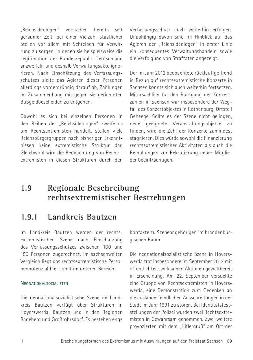 Seite 91 des Verfassungsschutzbericht 2012 Sachsen