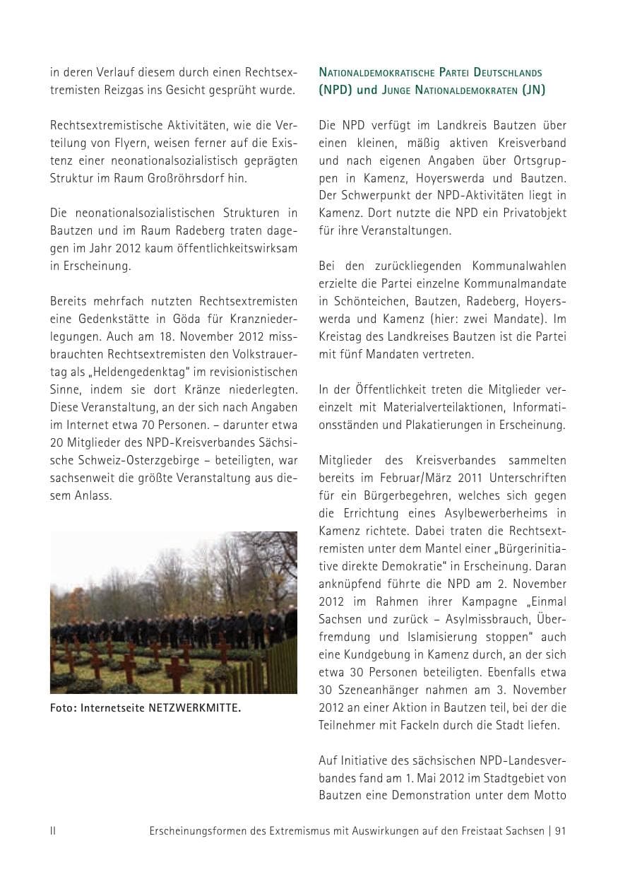 Seite 93 des Verfassungsschutzbericht 2012 Sachsen