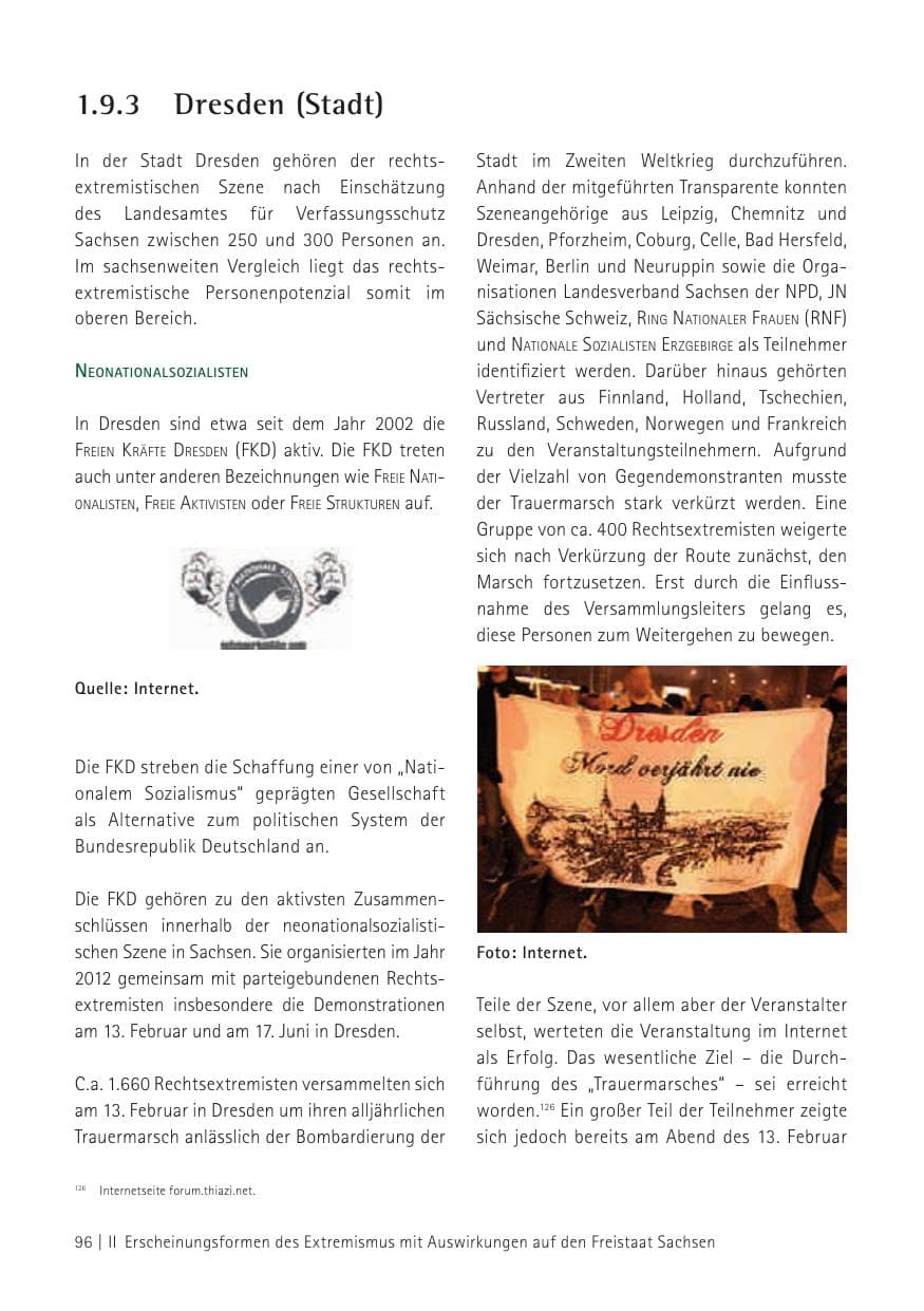 Seite 98 des Verfassungsschutzbericht 2012 Sachsen