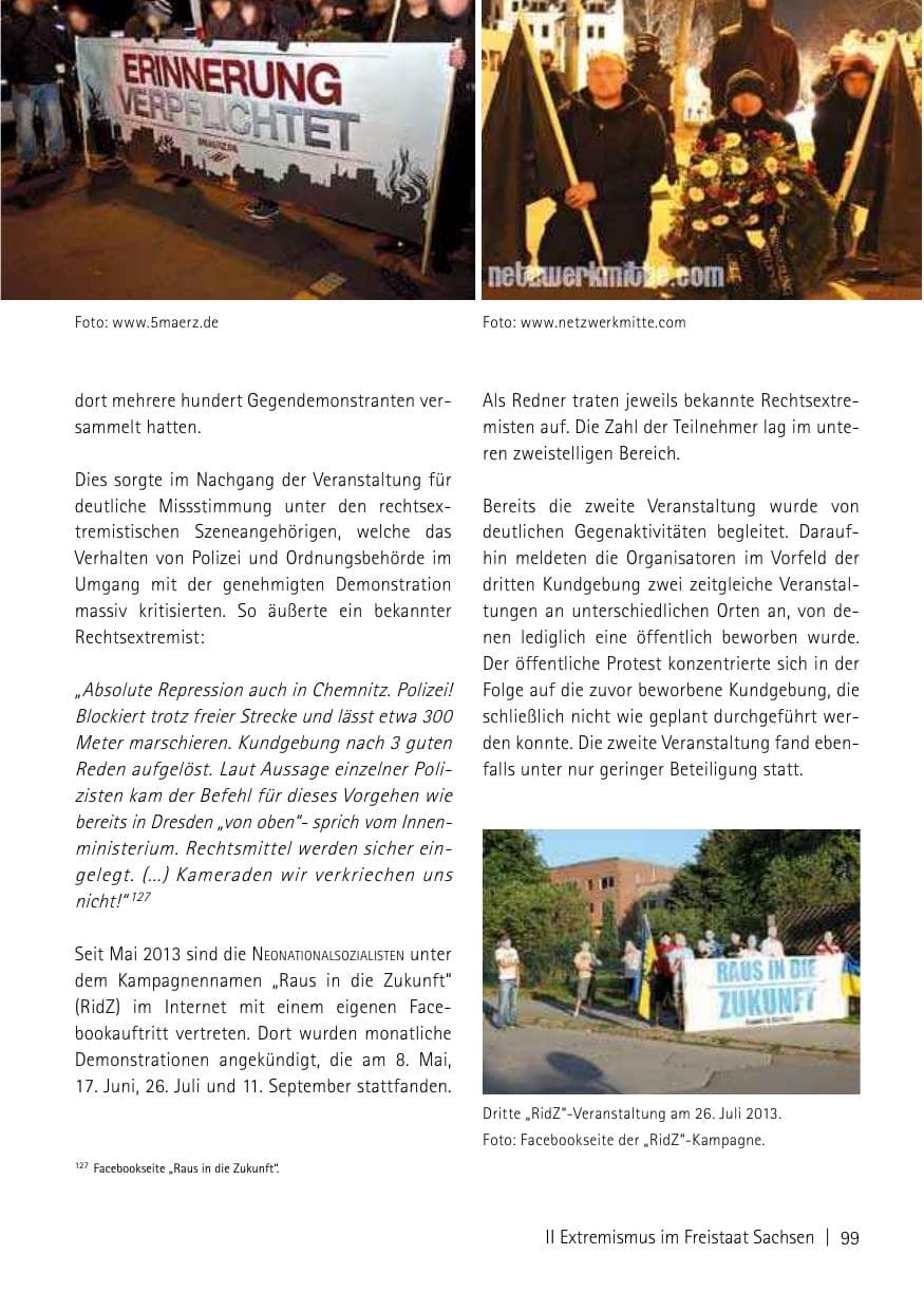 Seite 101 des Verfassungsschutzbericht 2013 Sachsen