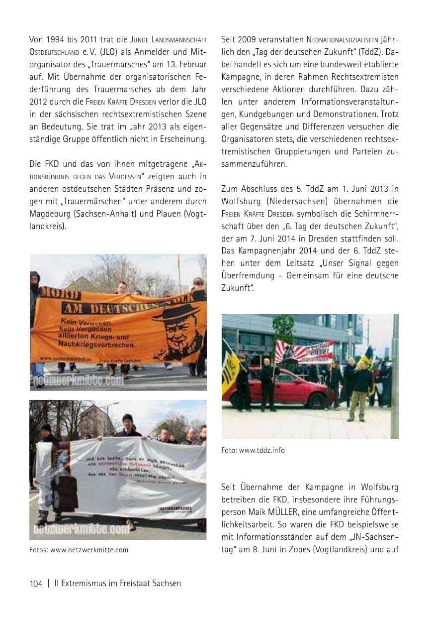 Seite 106 des Verfassungsschutzbericht 2013 Sachsen