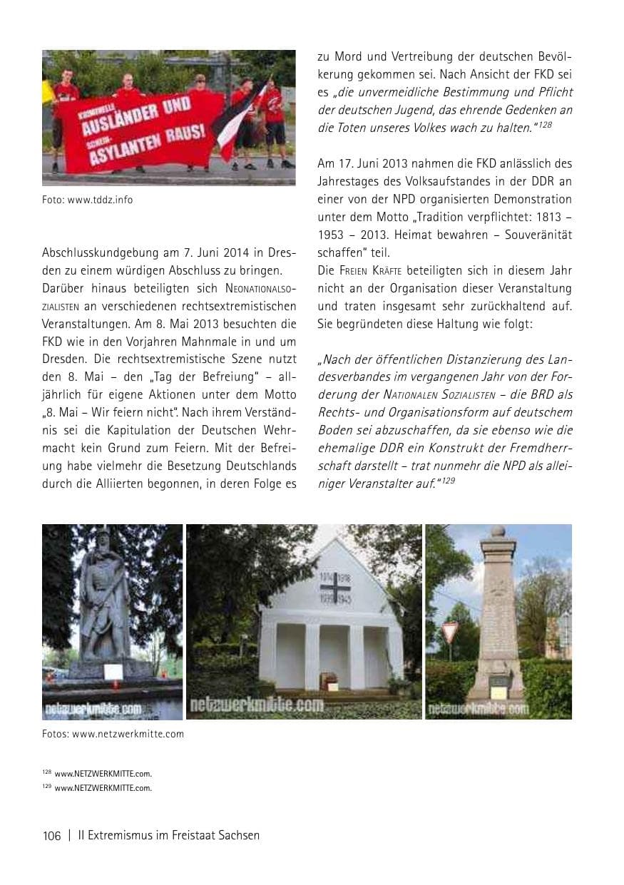 Seite 108 des Verfassungsschutzbericht 2013 Sachsen