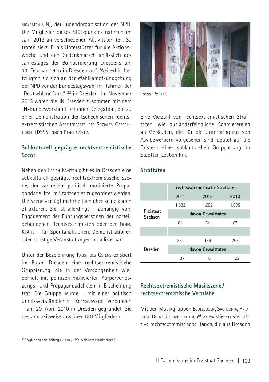 Seite 111 des Verfassungsschutzbericht 2013 Sachsen
