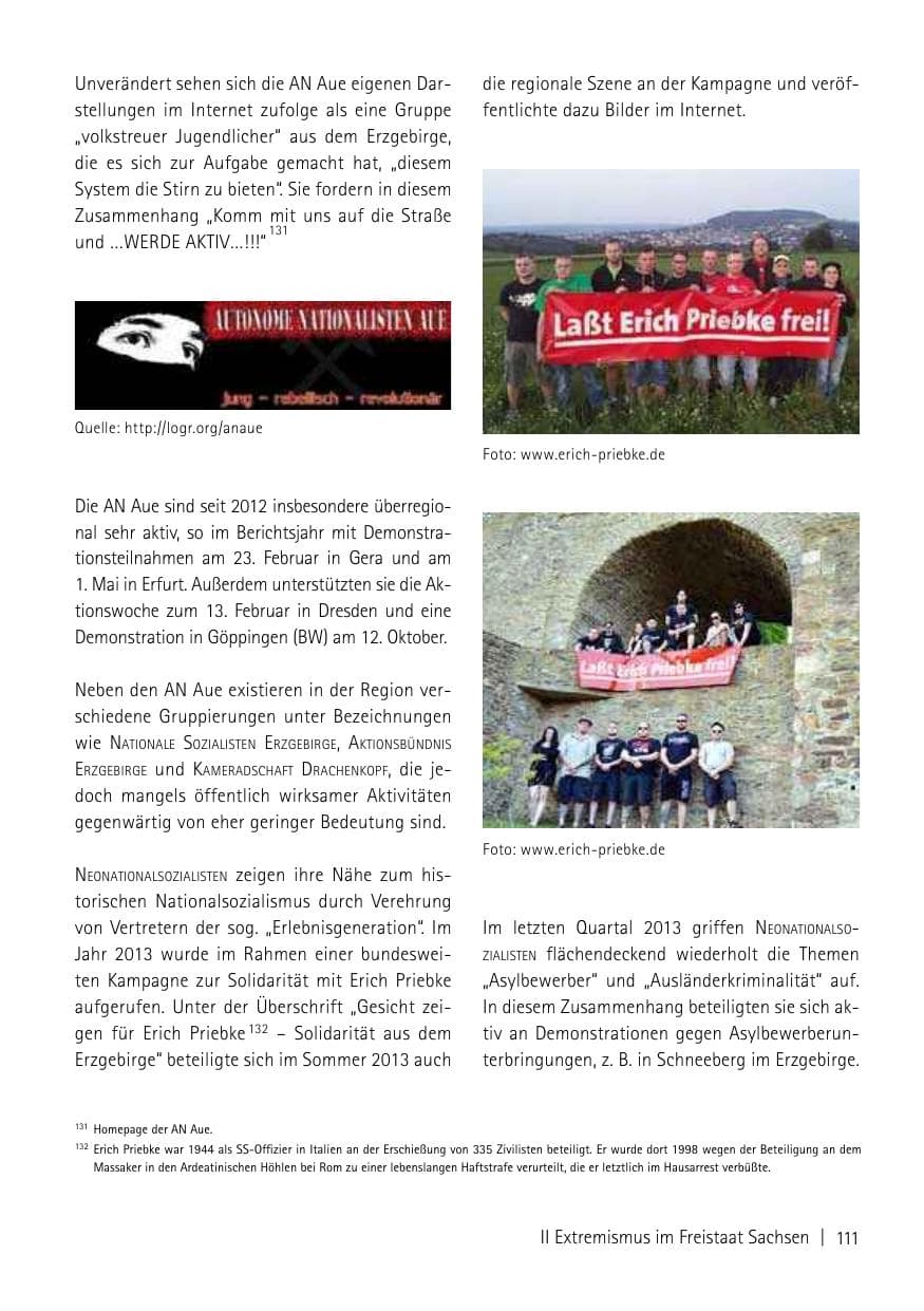 Seite 113 des Verfassungsschutzbericht 2013 Sachsen
