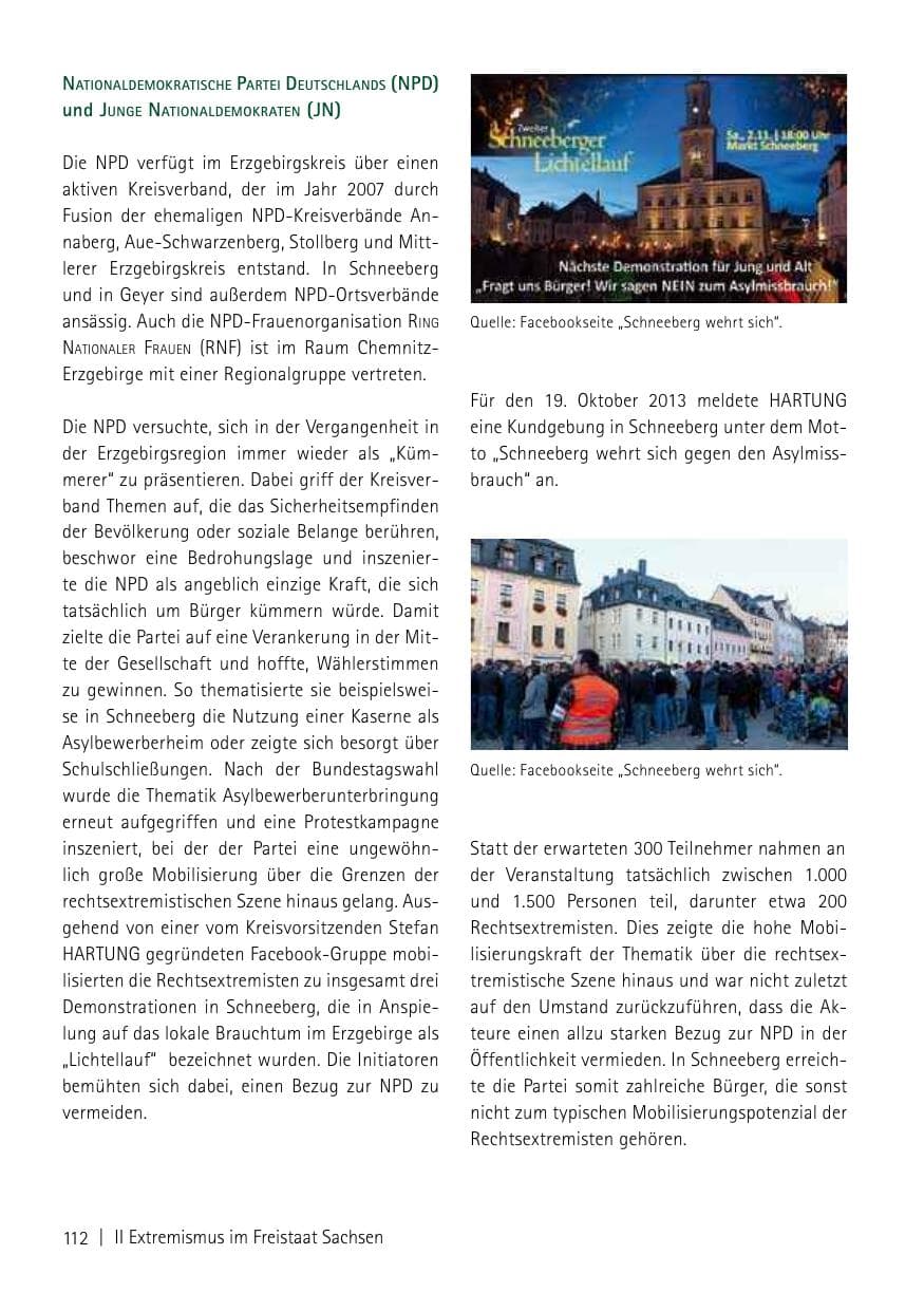 Seite 114 des Verfassungsschutzbericht 2013 Sachsen