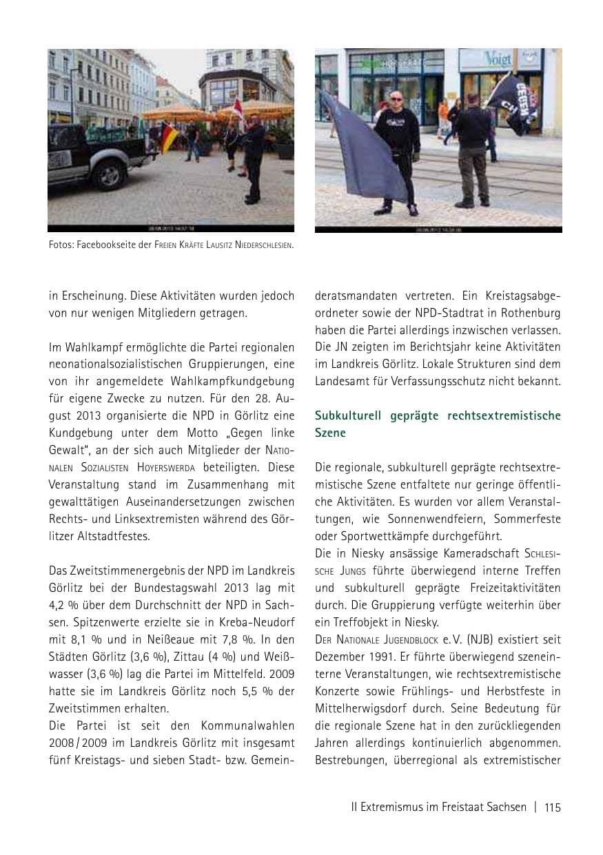 Seite 117 des Verfassungsschutzbericht 2013 Sachsen