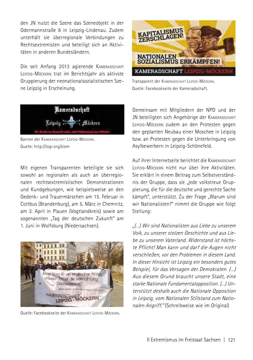 Seite 123 des Verfassungsschutzbericht 2013 Sachsen