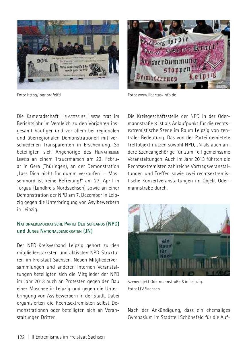 Seite 124 des Verfassungsschutzbericht 2013 Sachsen