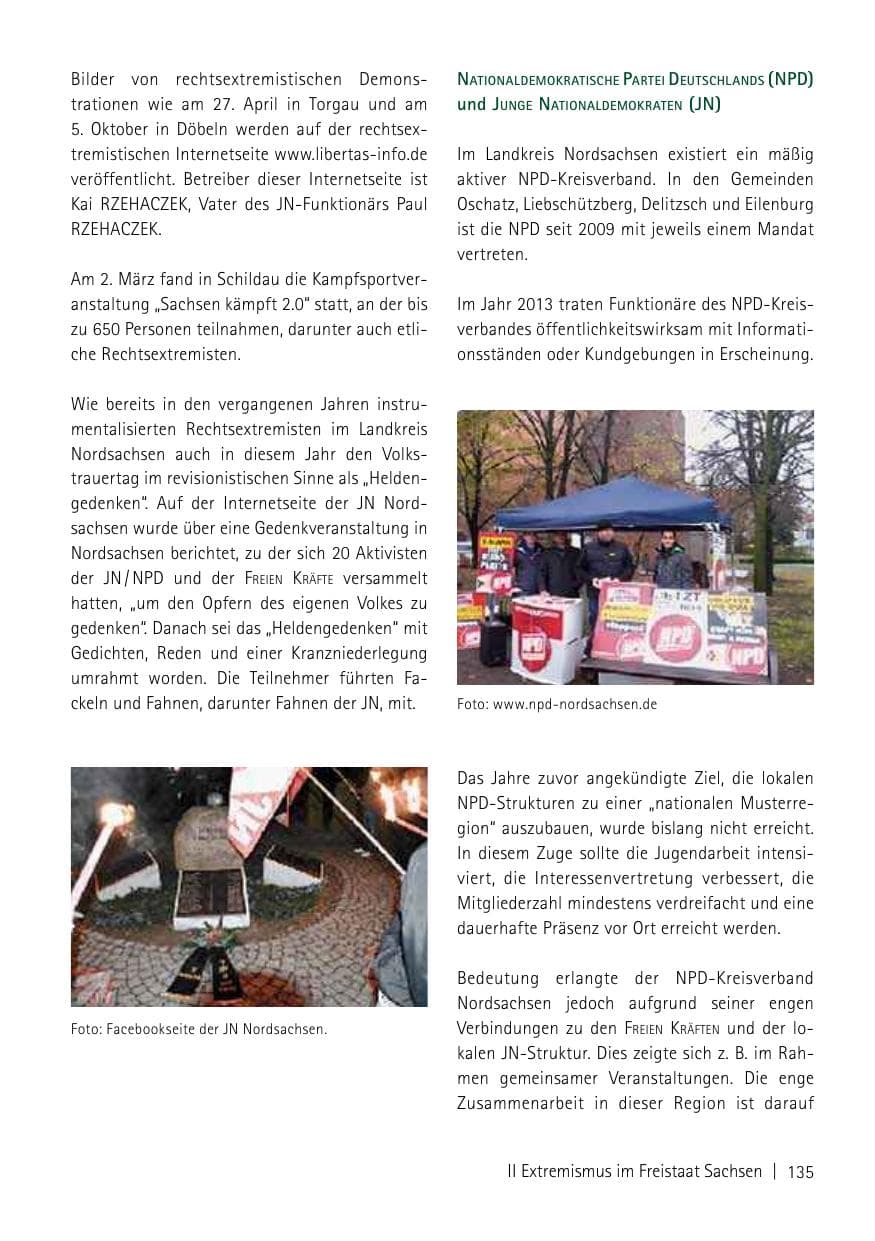 Seite 137 des Verfassungsschutzbericht 2013 Sachsen