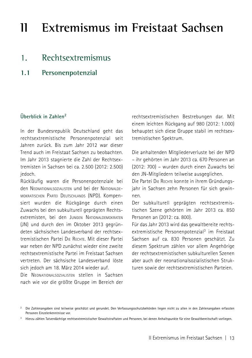 Seite 15 des Verfassungsschutzbericht 2013 Sachsen