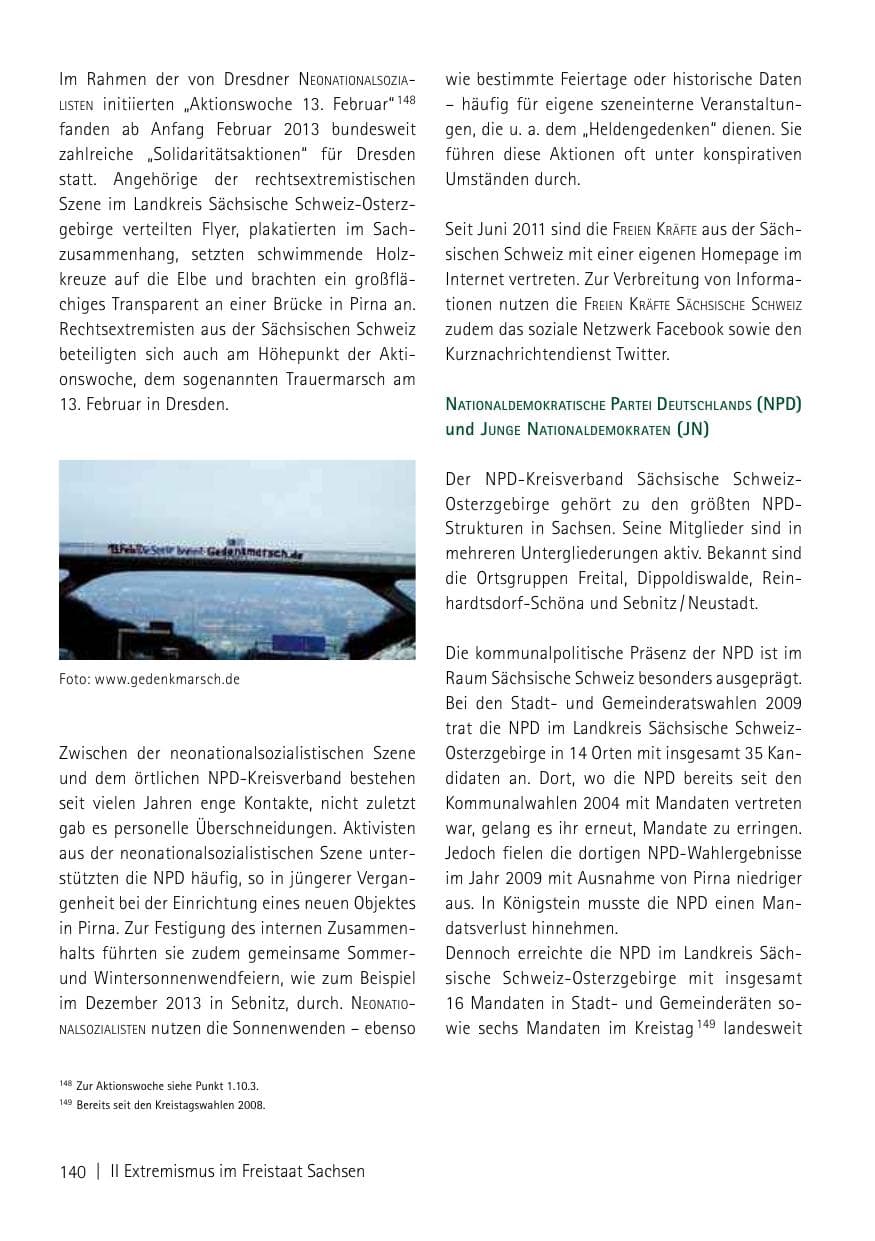 Seite 142 des Verfassungsschutzbericht 2013 Sachsen