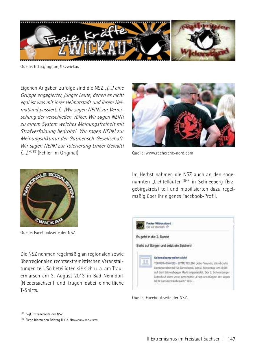 Seite 149 des Verfassungsschutzbericht 2013 Sachsen