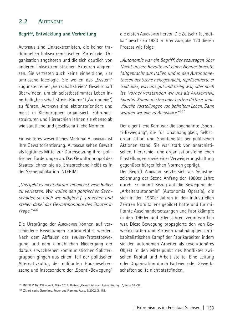 Seite 155 des Verfassungsschutzbericht 2013 Sachsen