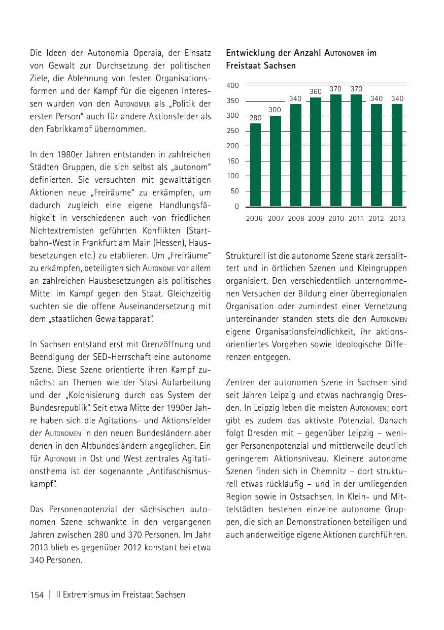 Seite 156 des Verfassungsschutzbericht 2013 Sachsen