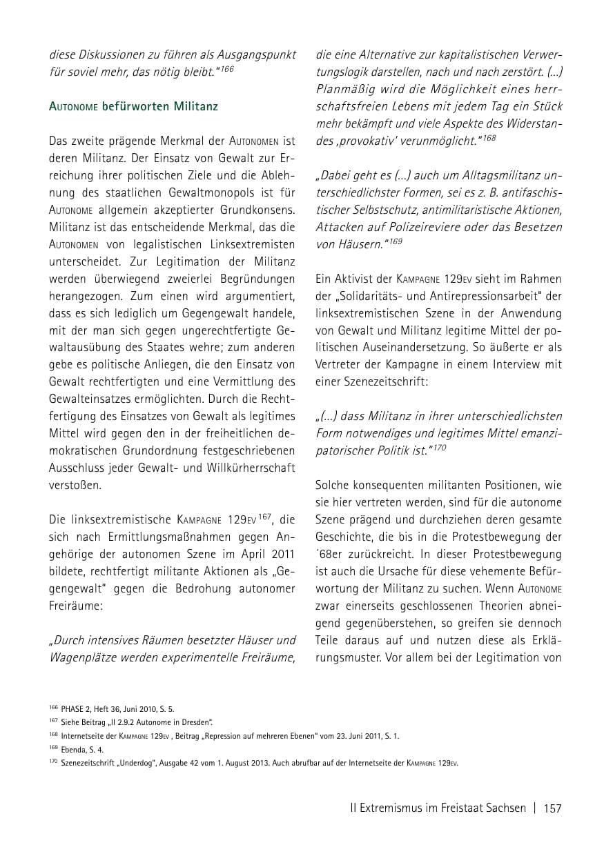 Seite 159 des Verfassungsschutzbericht 2013 Sachsen