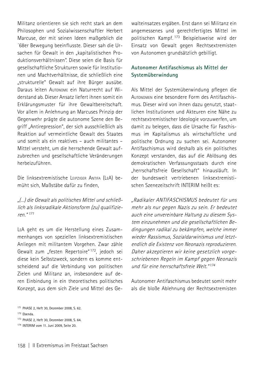 Seite 160 des Verfassungsschutzbericht 2013 Sachsen