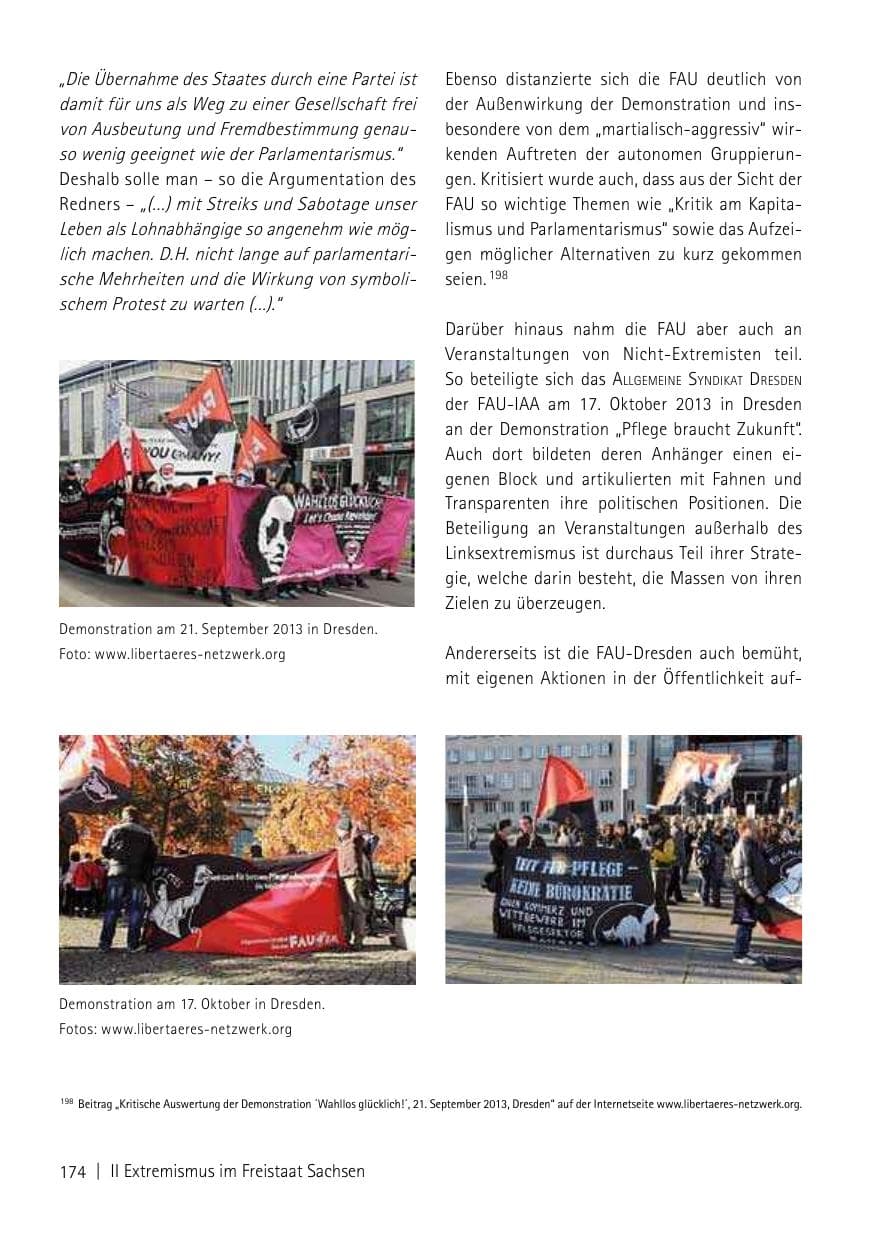 Seite 176 des Verfassungsschutzbericht 2013 Sachsen