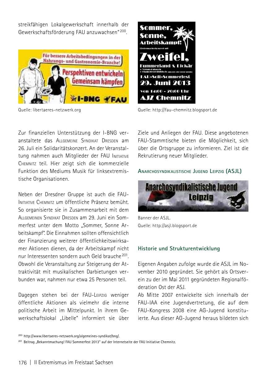 Seite 178 des Verfassungsschutzbericht 2013 Sachsen