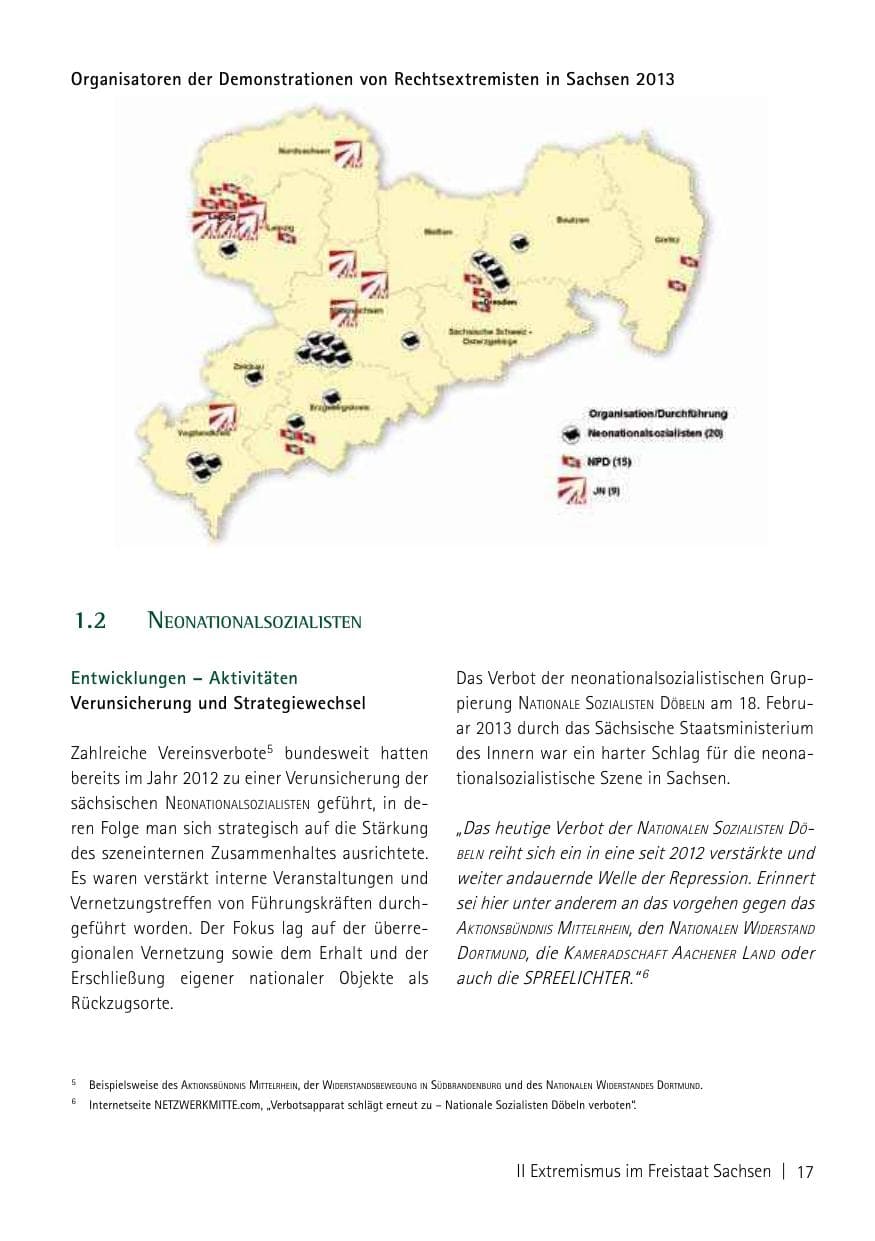 Seite 19 des Verfassungsschutzbericht 2013 Sachsen