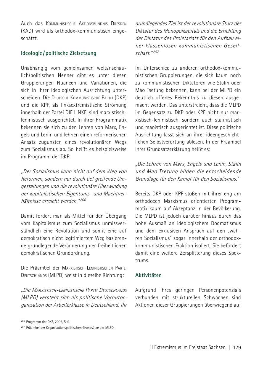 Seite 181 des Verfassungsschutzbericht 2013 Sachsen