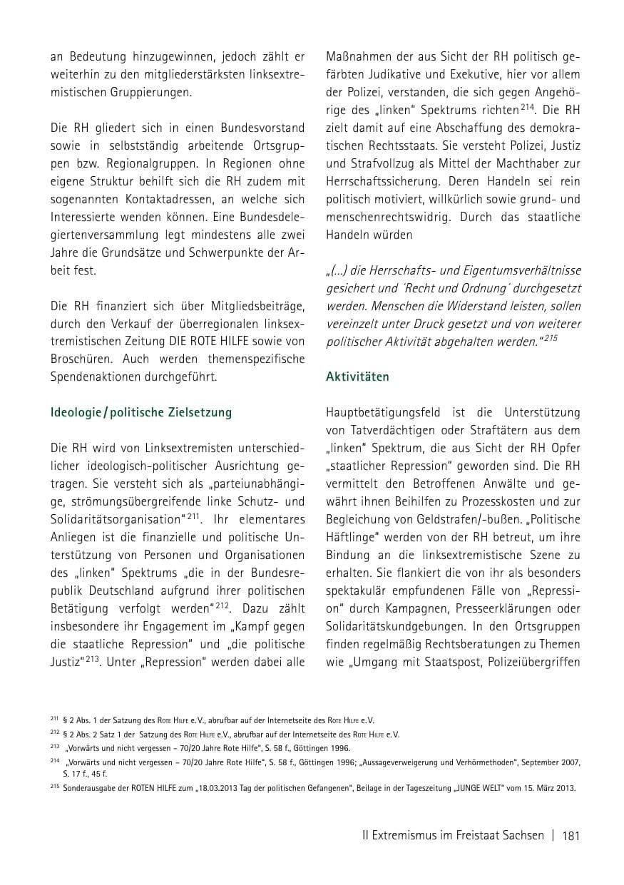 Seite 183 des Verfassungsschutzbericht 2013 Sachsen