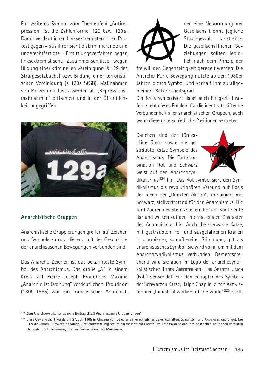 Seite 187 des Verfassungsschutzbericht 2013 Sachsen