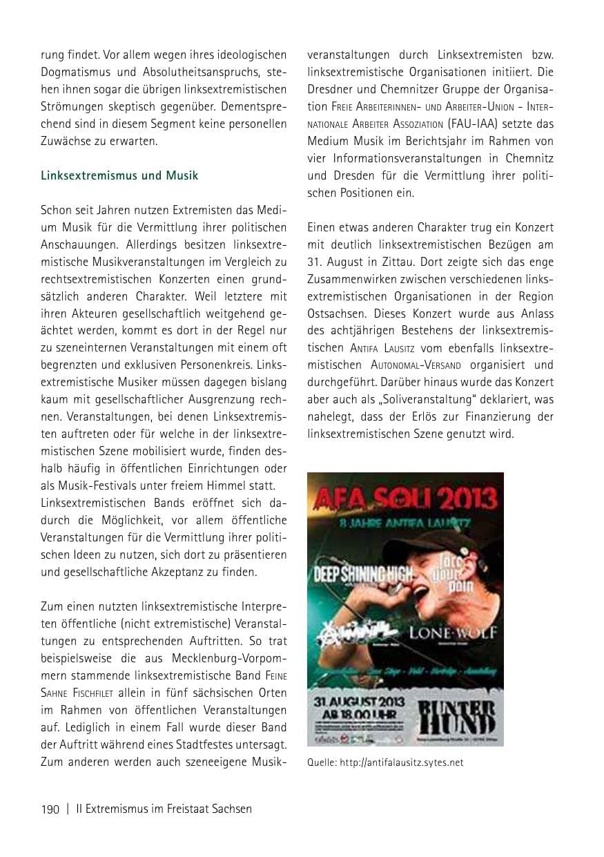 Seite 192 des Verfassungsschutzbericht 2013 Sachsen