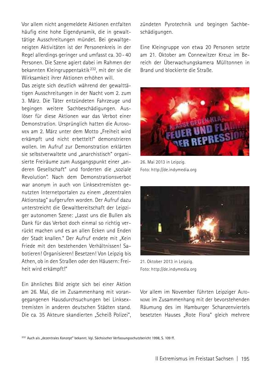 Seite 197 des Verfassungsschutzbericht 2013 Sachsen
