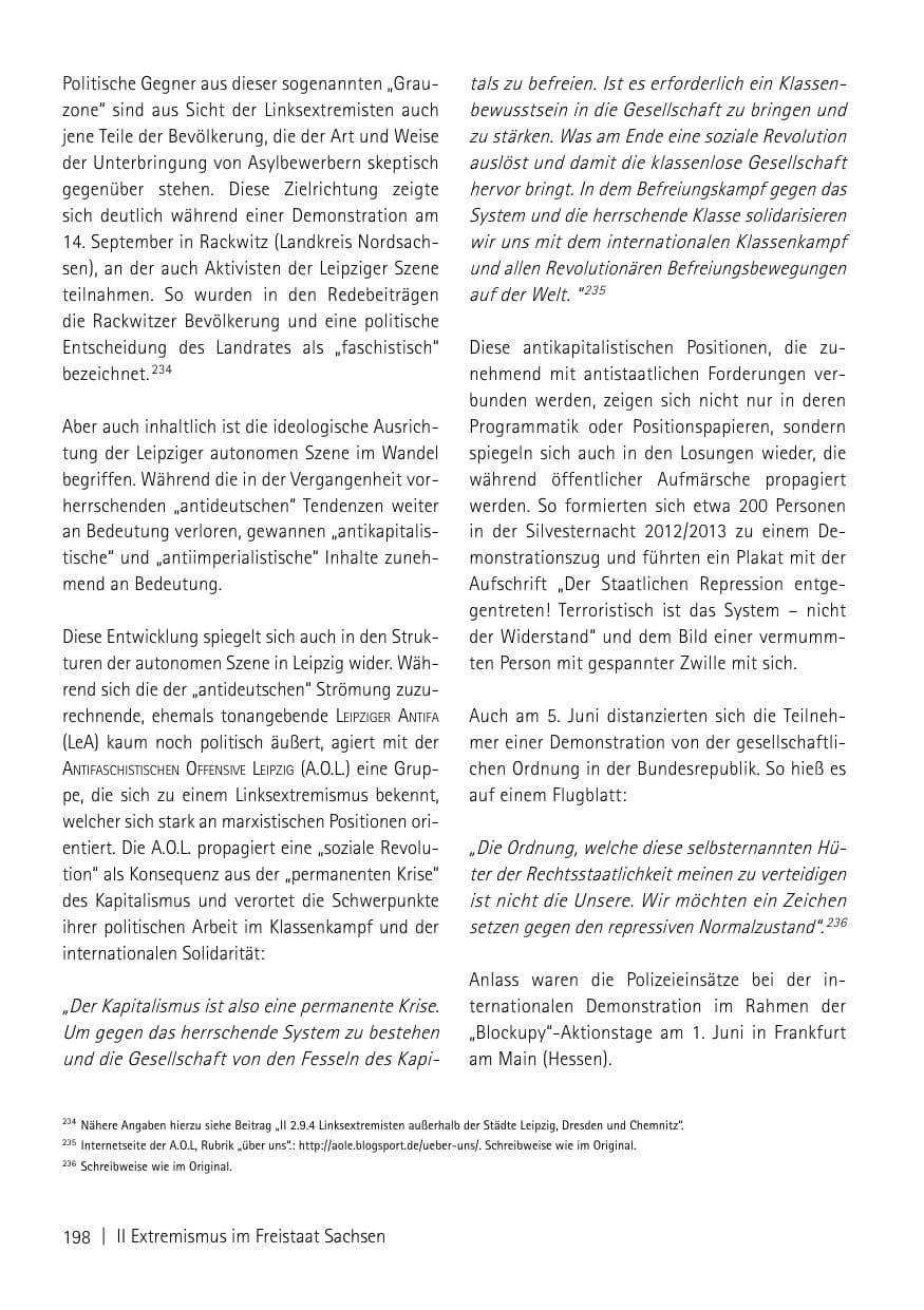 Seite 200 des Verfassungsschutzbericht 2013 Sachsen