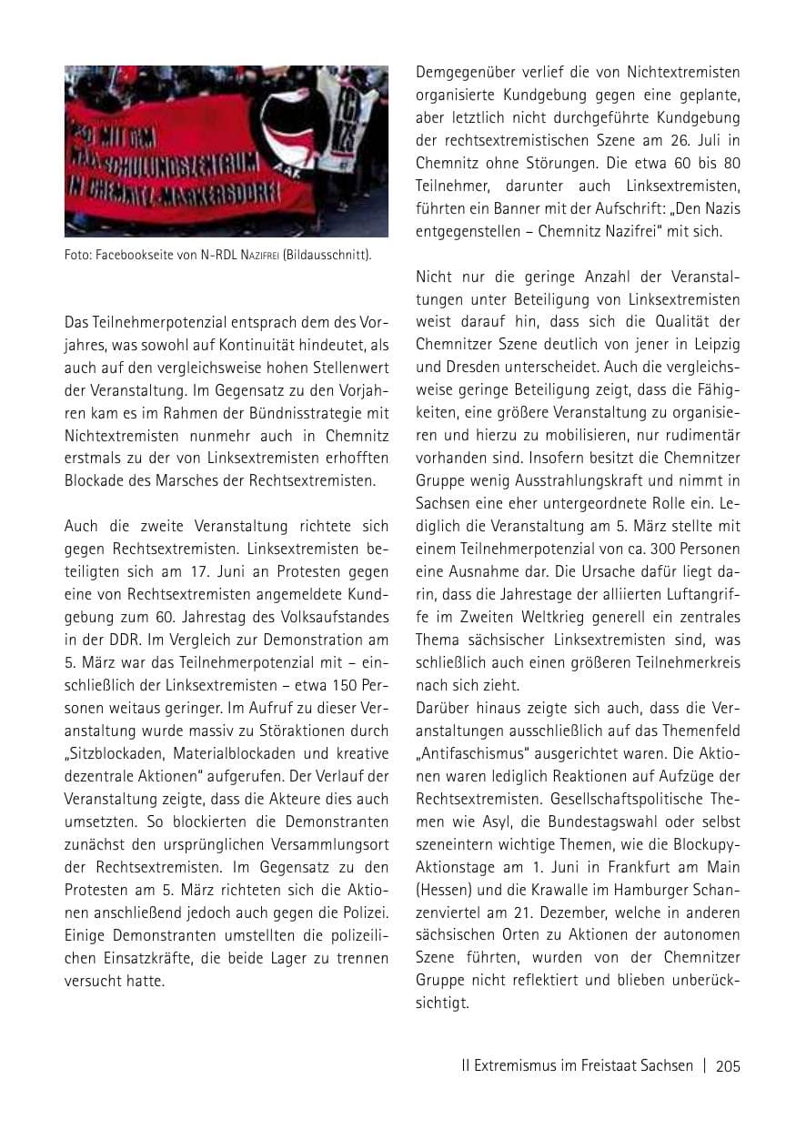 Seite 207 des Verfassungsschutzbericht 2013 Sachsen
