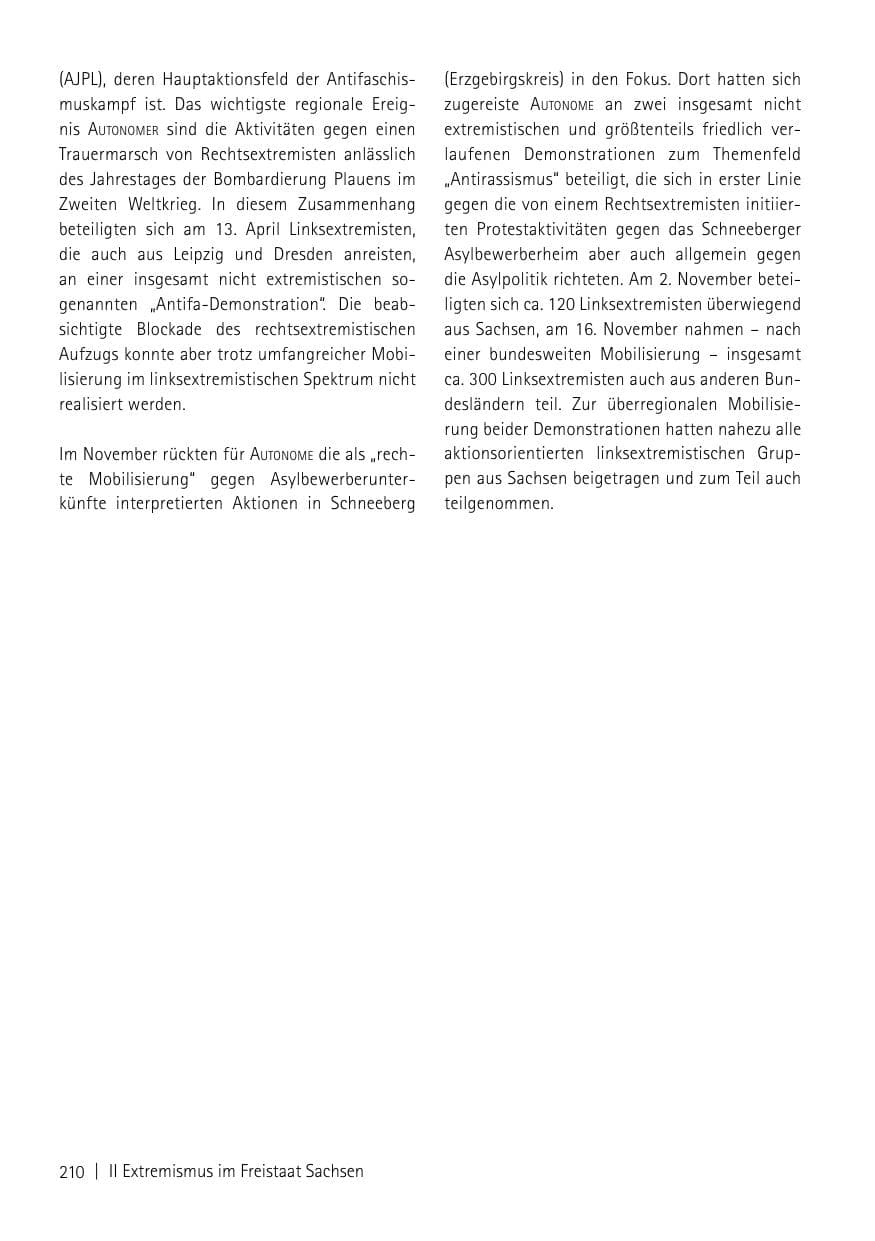 Seite 212 des Verfassungsschutzbericht 2013 Sachsen