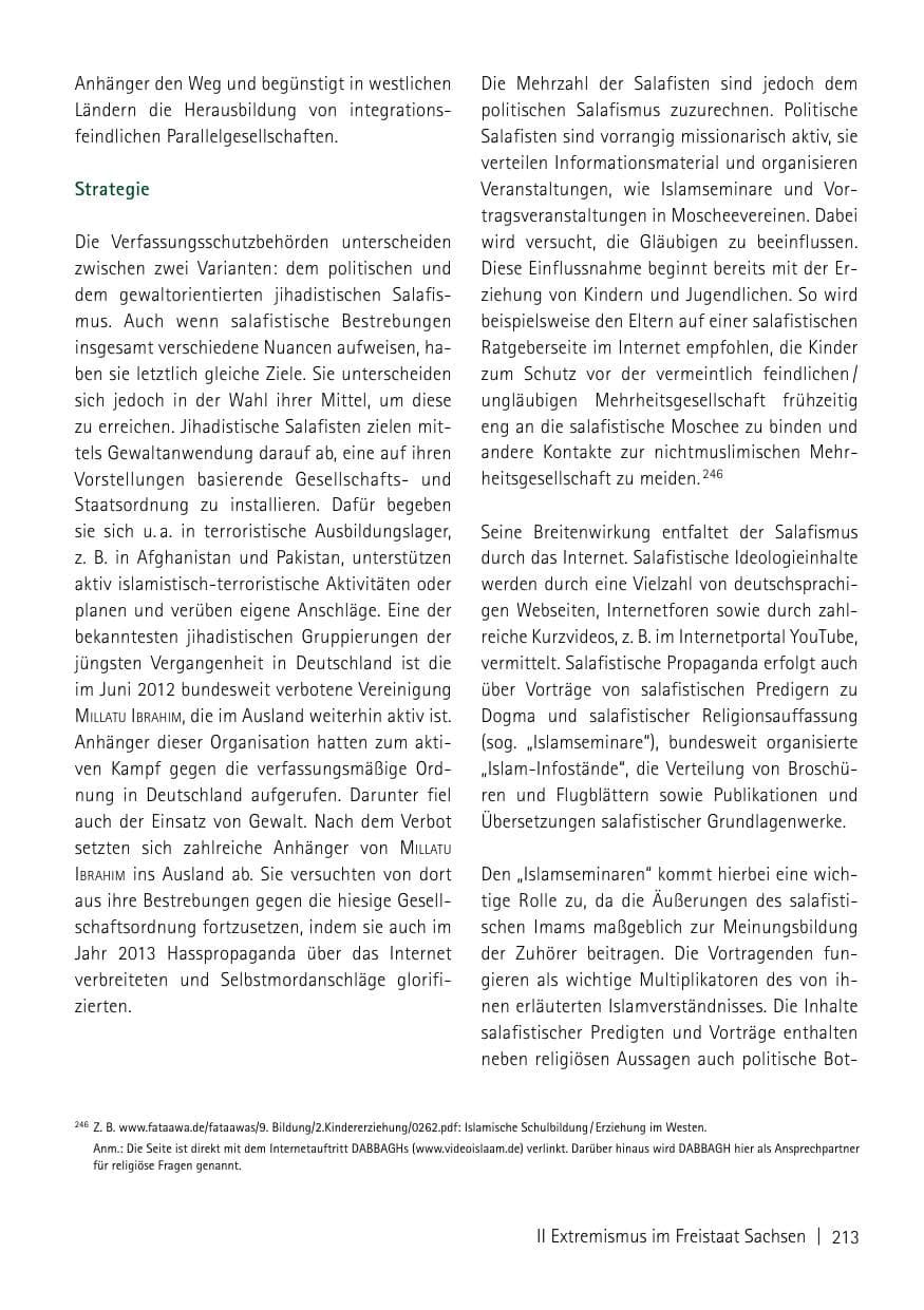 Seite 215 des Verfassungsschutzbericht 2013 Sachsen