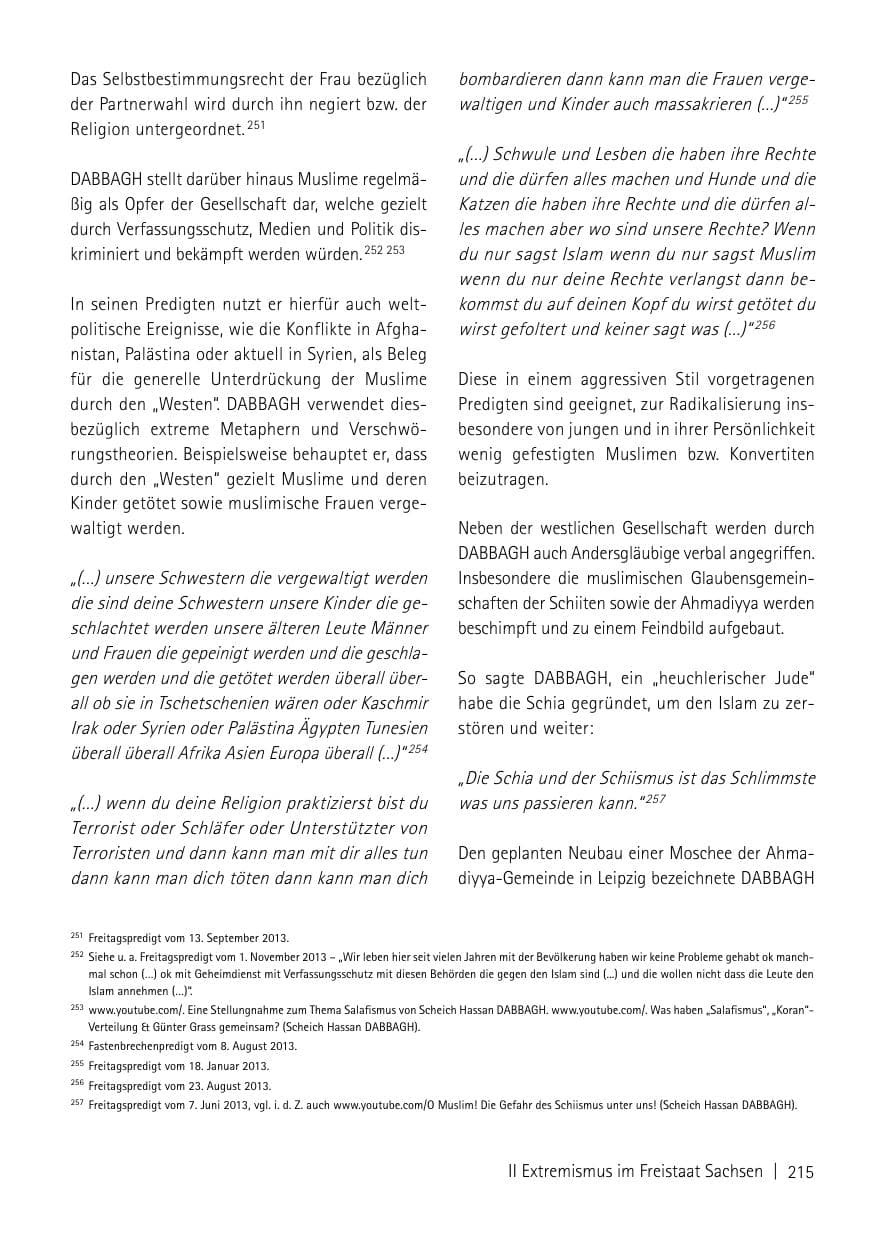 Seite 217 des Verfassungsschutzbericht 2013 Sachsen