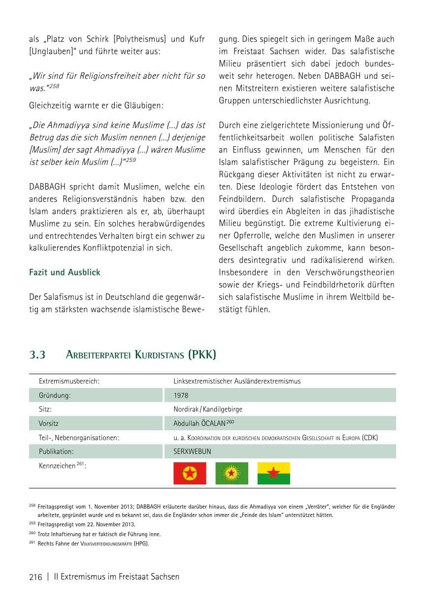 Seite 218 des Verfassungsschutzbericht 2013 Sachsen