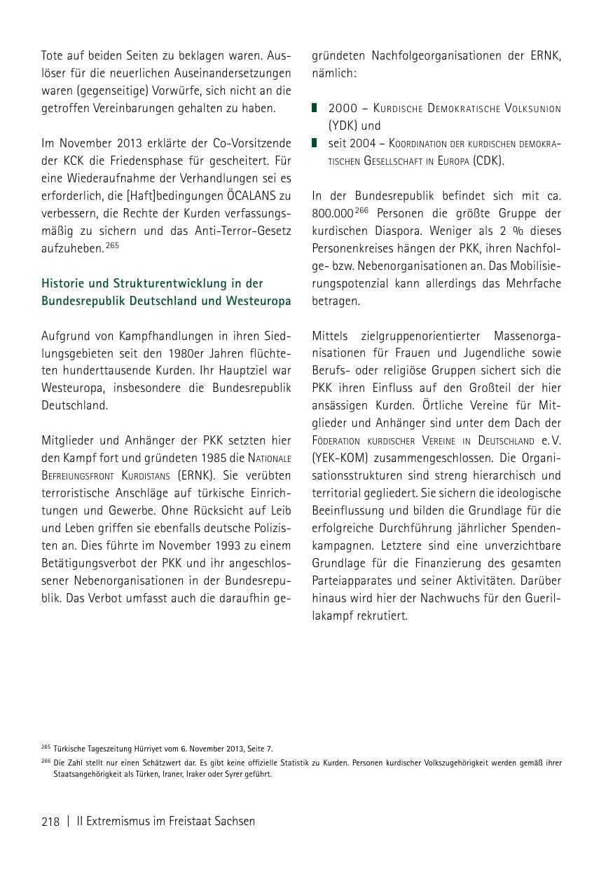 Seite 220 des Verfassungsschutzbericht 2013 Sachsen