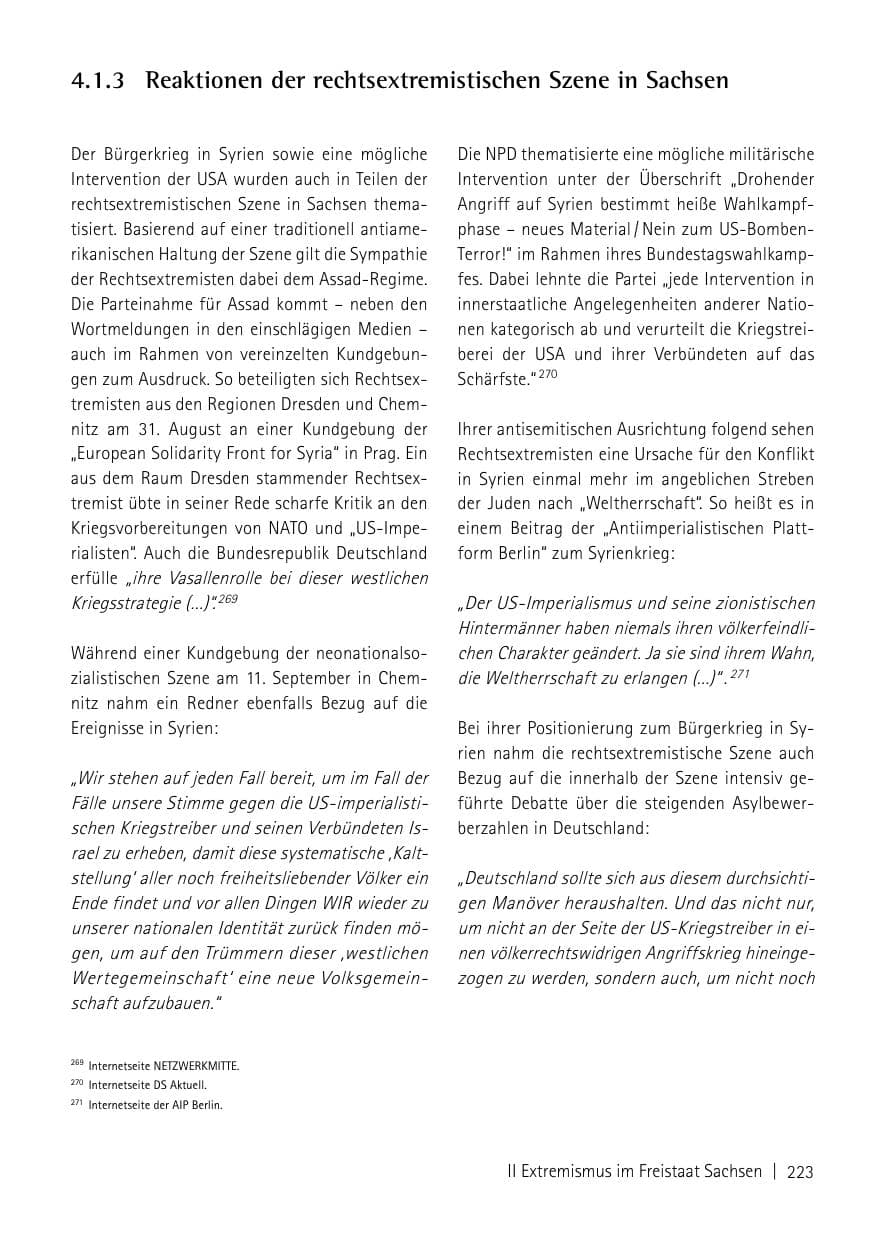 Seite 225 des Verfassungsschutzbericht 2013 Sachsen