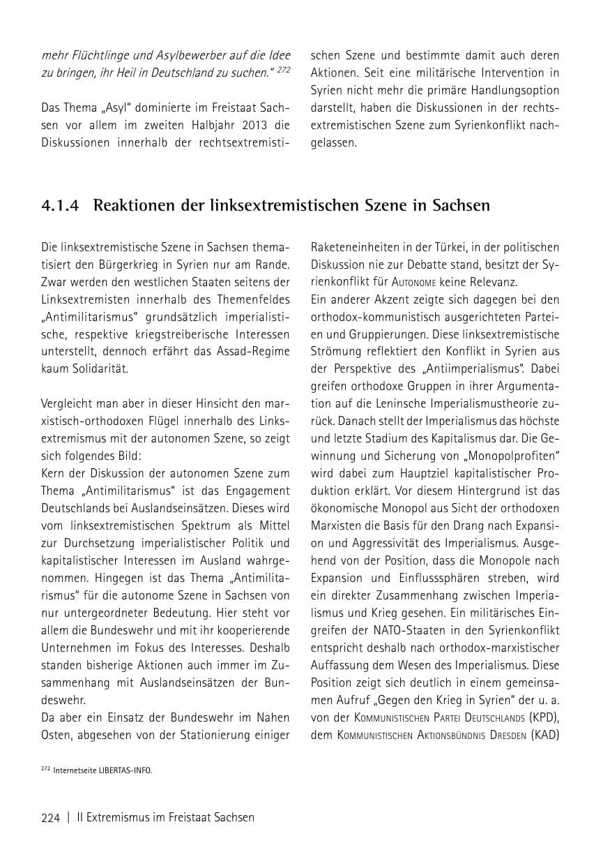 Seite 226 des Verfassungsschutzbericht 2013 Sachsen