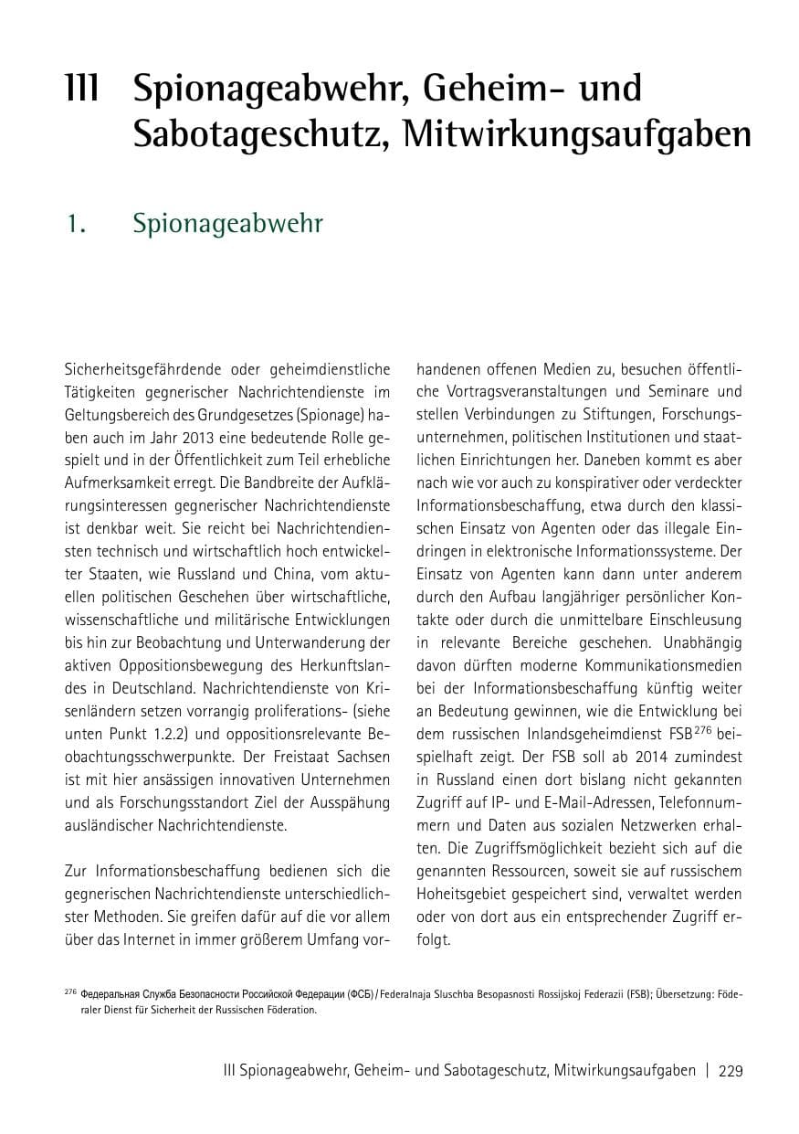 Seite 231 des Verfassungsschutzbericht 2013 Sachsen